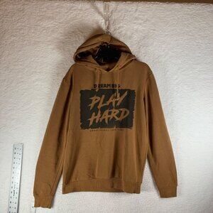Koton Aiden Men's Dream Big Play Hard Brown‎ Casual Hooded Sweatshirt Small 9042